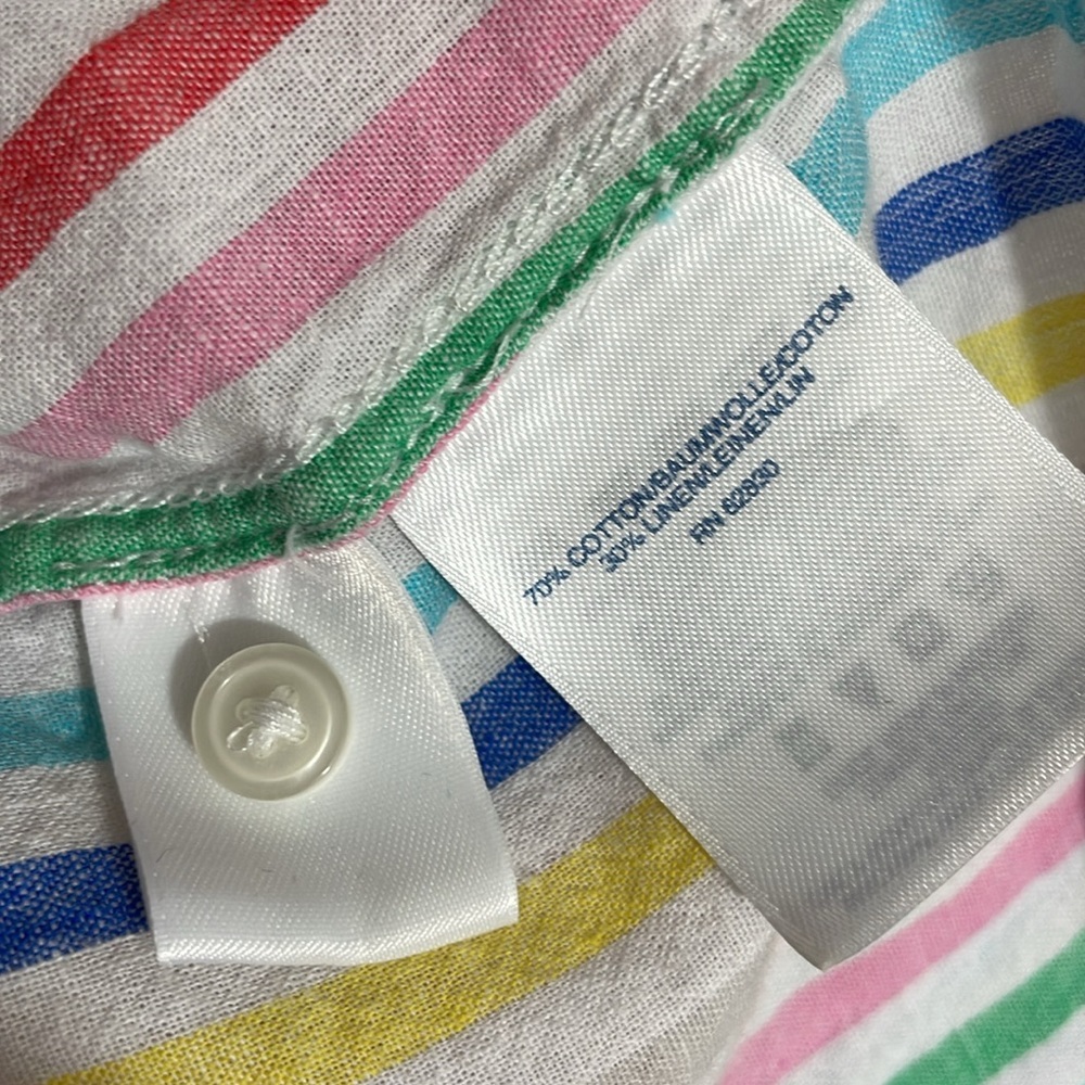 Lands end linen blend cabana stripe shirt size M - Picture 8 of 9